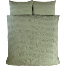 Seersucker Polycotton Duvet Cover Set with Pillowcase - Green / 4.00cm / Double - thumbnail 2