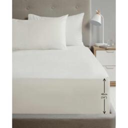 "Extra Deep Percale Fitted Sheet 16"" - Cream / King" - thumbnail 2