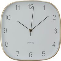 Elko 29cm Dia Square Gold Finish Case Wall Clock - Gold