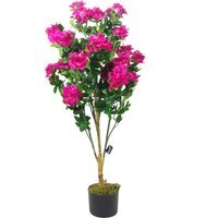 100cm Artificial Azalea Plant with Dark Pink Flowers - Pink