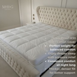 Duck Feather and Down Mattress Topper Up to 5 Inch Extra Thick - White / 180cm - thumbnail 3