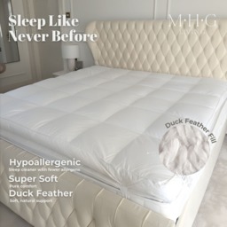 Duck Feather and Down Mattress Topper Up to 5 Inch Extra Thick - White / 180cm - thumbnail 4