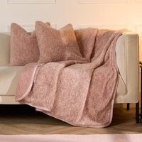 Pack Of Teddy Marl Fleece Textured Cushion Covers - Blush Pink - image 1