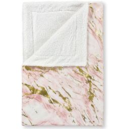 Luxury Foil printed Sherpa Backed Marble Throw Blanket - Pink / 150x200 - thumbnail 3