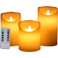 3Pcs Remote-Control LED Candle Set - Beige-White