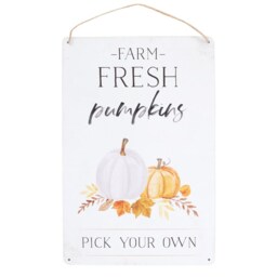Farm Fresh Pumpkins Metal Sign For Autumn Decor - White - thumbnail 2