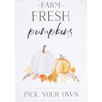 Farm Fresh Pumpkins Metal Sign For Autumn Decor - White - thumbnail 1