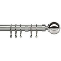 35mm Fixed Length Metal Curtain Pole Set Chrome Ball Finial - Chnrome / 60cm - image 1