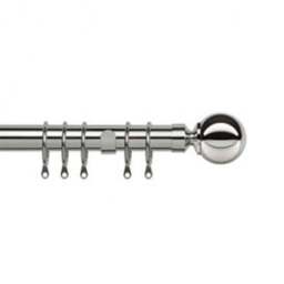 35mm Fixed Length Metal Curtain Pole Set Chrome Ball Finial - Chnrome / 60cm - thumbnail 2