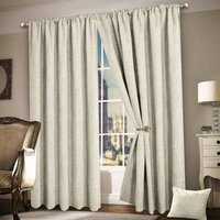 Luxury Chenille Curtain Pair - Cream / 90in