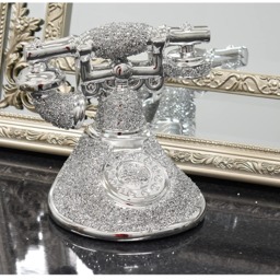 Romany Crushed Diamond Telephone Crystal Shelf Ornament Silver - Silver - thumbnail 4