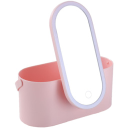 Portable Vanity Case Makeup Box With Rotatable LED Light Mirror - Pink - thumbnail 5