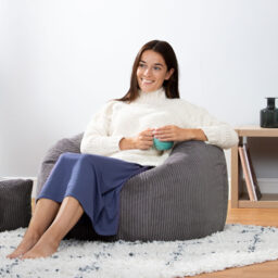 Classic Cord Bean Bag with Footstool - Charcoal Grey - thumbnail 4