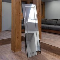 MirrorOutlet Langley Bevel Free Standing Cheval Dress Mirror - All glass
