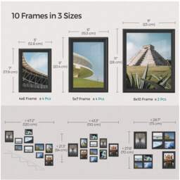 SONGMICS Set of 10 Photo Frame,Picture Frames with 16 Mats - Black - thumbnail 2