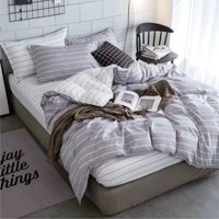 Silver Stripe Printed Duvet Set - Silver / 200cm