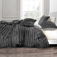 Plush Supersoft Jumbo Cord Cosy Bedding Set Charcoal - Charcoal / Super King size