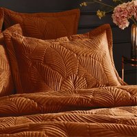 Palmeria Quilted Velvet Pillowcase - Rust