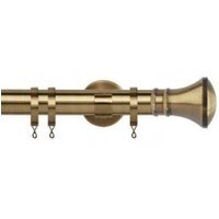 35mm Fixed Length Metal Curtain Pole Set Antique Brass Trumpet Finial - Antique Brass / 300cm - image 1