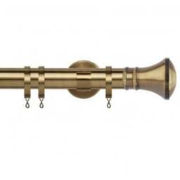 35mm Fixed Length Metal Curtain Pole Set Antique Brass Trumpet Finial - Antique Brass / 300cm - thumbnail 2