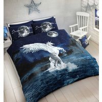 Unicorn Dreams King Size Duvet Cover and Pillowcase Set - Navy - image 1