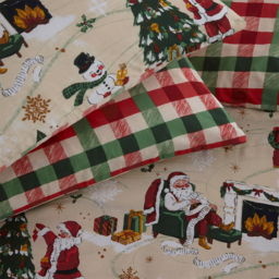 Jolly Santa Christmas Duvet Cover Set - Cream/Red / Single - thumbnail 4