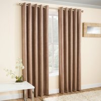 Pair of Vogue Latte Natural Eyelet Thermal Dimout Curtains - Latte / 229cm / 137cm - image 1