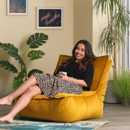 icon Dolce Velvet Bean Bag Lounger - Yellow - thumbnail 3