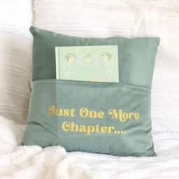 Just One More Chapter Cushion with Book Pocket Cozy Reading Decor - Light Green - thumbnail 2