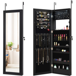 15 LEDs Mirror Jewelry Cabinet - Black - thumbnail 2