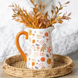 Autumn Leaves Ceramic Flower Jug - Orange - thumbnail 5