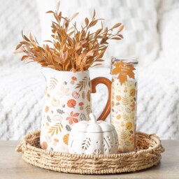 Autumn Leaves Ceramic Flower Jug - Orange - thumbnail 4
