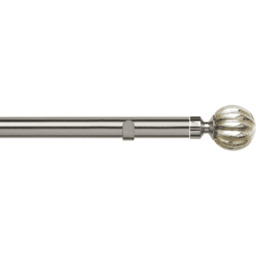 28mm Fixed Length Metal Eyelet Curtain Pole Set - Dynasty Finial - Satin Silver / 220cm - thumbnail 2