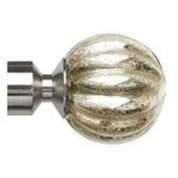 28mm Fixed Length Metal Eyelet Curtain Pole Set - Dynasty Finial - Satin Silver / 220cm - thumbnail 3