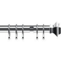 35mm Fixed Length Metal Curtain Pole Set Chrome Aztec Finial - Chrome / 95cm - image 1