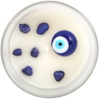 All Seeing Eye White Sage Protection Candle With Crystal Chips - White