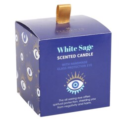 All Seeing Eye White Sage Protection Candle With Crystal Chips - White - thumbnail 3