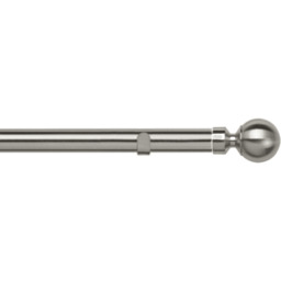 28mm Fixed Length Metal Eyelet Curtain Pole Set - Met Ball Finial - Satin Silver / 320cm - thumbnail 2