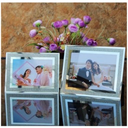 Set of 4 Glitter Mirror Photo Frame Silver Picture Frames Crystal Display S - Silver - thumbnail 2