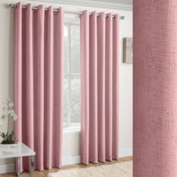 Pair of Vogue Blush Pink Eyelet Thermal Dimout Curtains - Blush Pink / 168cm / 229cm - thumbnail 2
