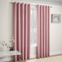Pair of Vogue Blush Pink Eyelet Thermal Dimout Curtains - Blush Pink / 168cm / 229cm - thumbnail 1