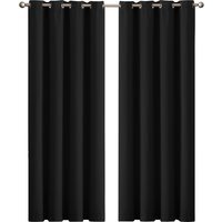 2 Pack Triple Layer Eyelet Blackout Curtain - Black / 117cm / 137cm - image 1