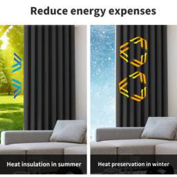 2 Pack Triple Layer Eyelet Blackout Curtain - Black / 117cm / 137cm - thumbnail 4