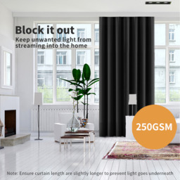 2 Pack Triple Layer Eyelet Blackout Curtain - Black / 117cm / 137cm - thumbnail 5