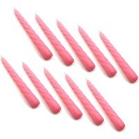 Spiral Dinner Candles, Pack of 10, Decorative Household Candles, 23 cm - Green - Pink