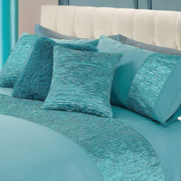 Satin Pleated Soft Touch Microfibre Plain Duvet Cover  Pillowcase Set - Duck Egg / Single - thumbnail 2