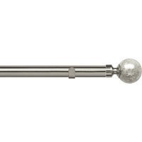 28mm Fixed Length Metal Eyelet Curtain Pole Set - Empire Finial - Satin Silver / 180cm - image 1