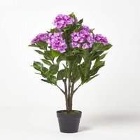 Homescapes Artificial Fuchsia Pink Hydrangea in Pot, 85 cm - Purple