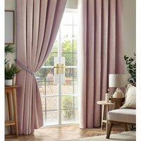 Chenille Blackout Pencil Pleat Top Curtains - Pink / 117cm / 137cm