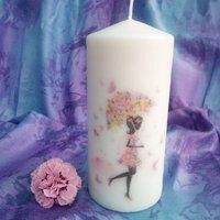 Pillar Candle Flower Girl - White / 6
